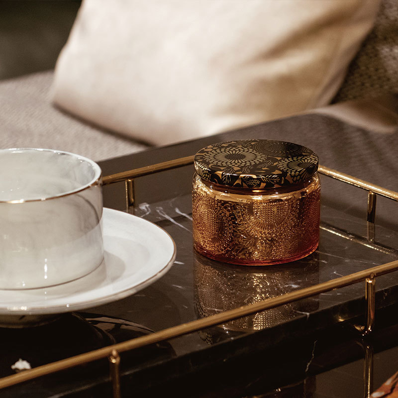 Electroplating embossed candle jar candle jar wholesale