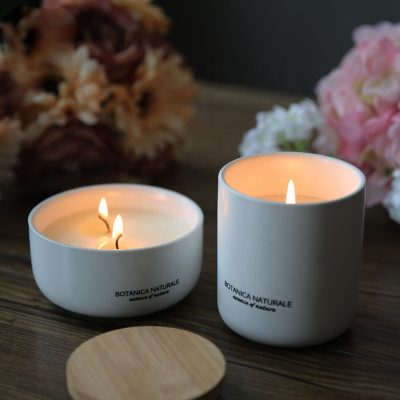 Air ceramic candle jar with wooden lid