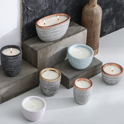 Buy Wholesale China 2022 New Arrival European Style Round Shape Custom  Concrete Ceramic Candle Jar & European Concrete Ceramic Candle Jar at USD  0.5