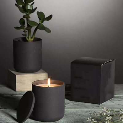 wholesale candle jars black glass candle