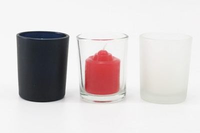 Empty round glass candle jars (6)