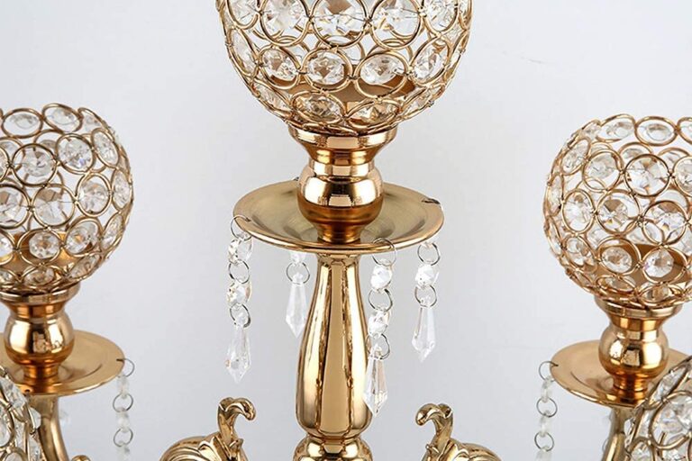 Gold crystal candle holders for dinner party (4)