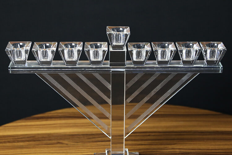 Tall clear glass crystal candle holders (3)