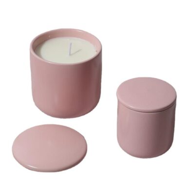 Alt：Creative Macaron Ceramic Candle Jar Manufacturer with Lid