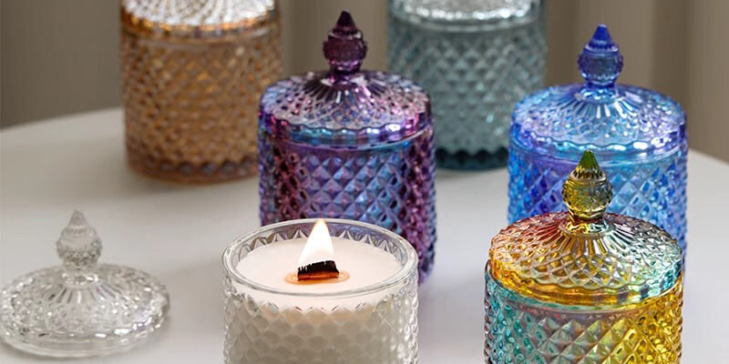 Glass Candle Jars with Lid for Storage
