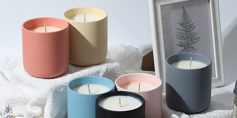 Matte Ceramic Candle Jar with LidSoy Wax Aromatherapy Sets