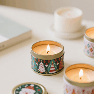 Wax Candles with Crystals and Flowers
