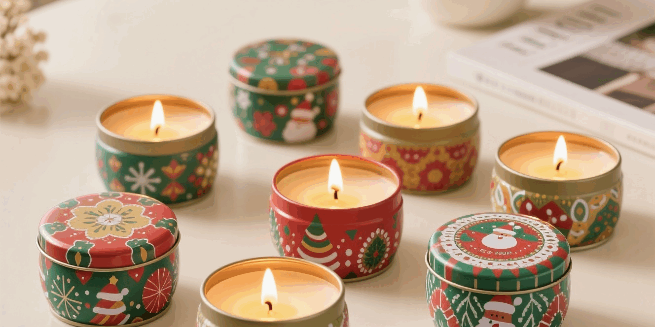 Wax Candles with Crystals and Flowers