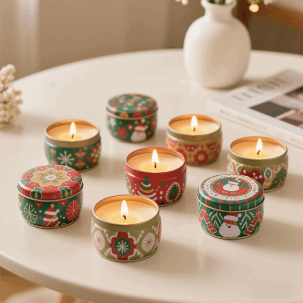 Wax Candles with Crystals and Flowers