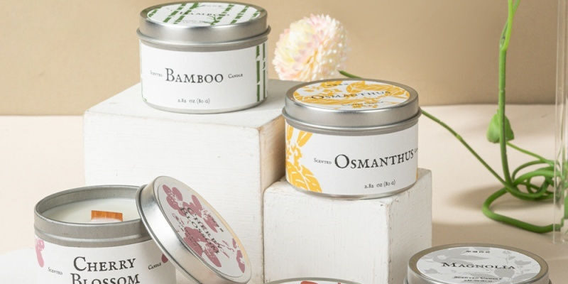 mini round metal candle tins