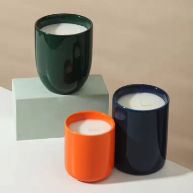 black ceramic candle jars with lids