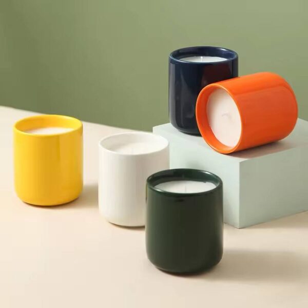 black ceramic candle jars with lids