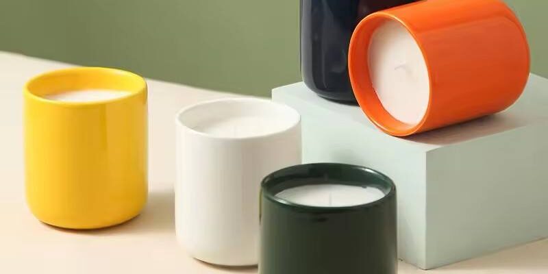 black ceramic candle jars with lids