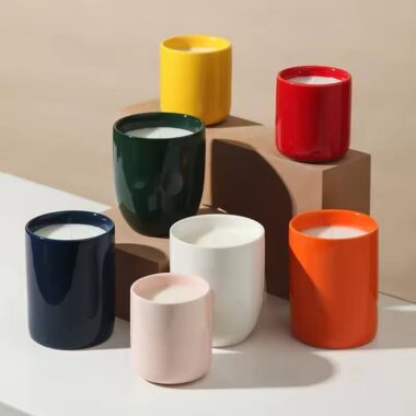 black ceramic candle jars with lids