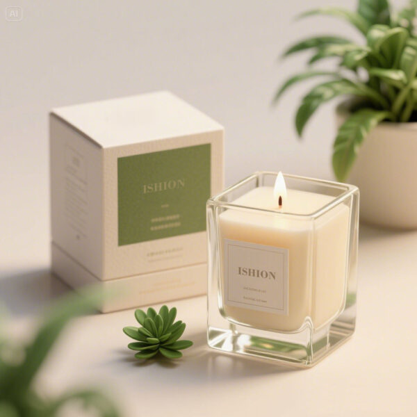 Transparent square glass candle jars