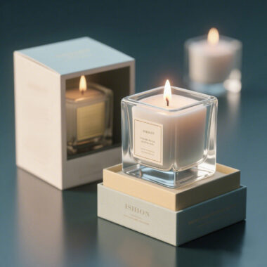 Transparent square glass candle jars