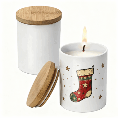 White ceramic candle jar holder