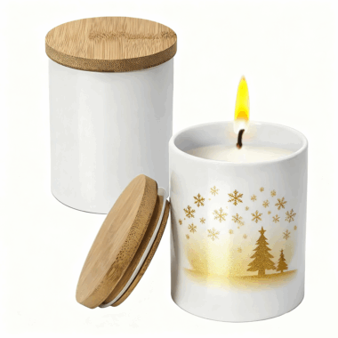 White ceramic candle jar holder