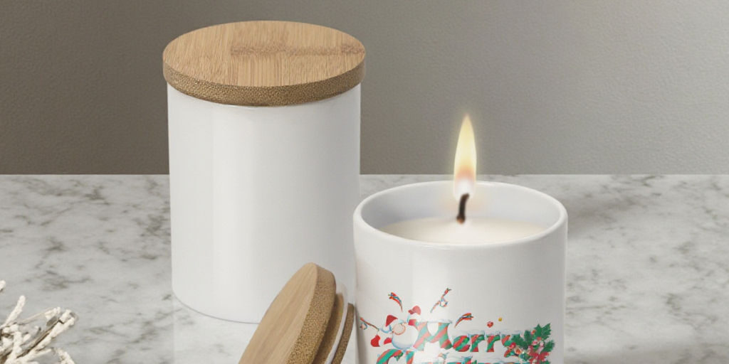White ceramic candle jar holder