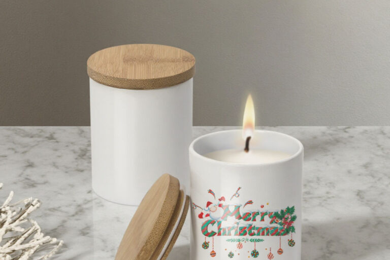 White ceramic candle jar holder