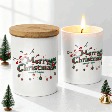 White ceramic candle jar holder