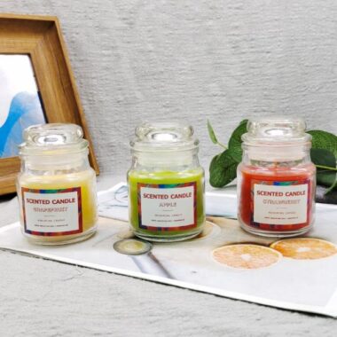 small amber glass candle jar