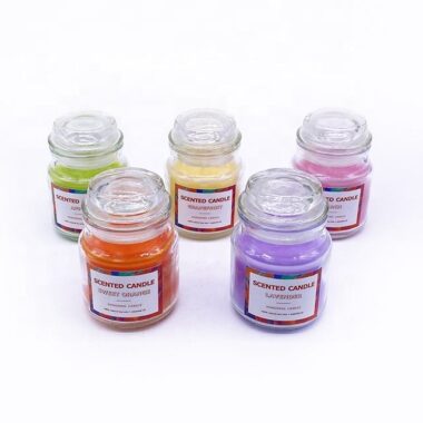 small amber glass candle jar