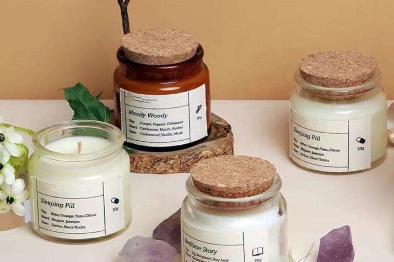 small amber glass candle jar