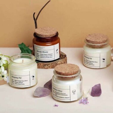 small amber glass candle jar