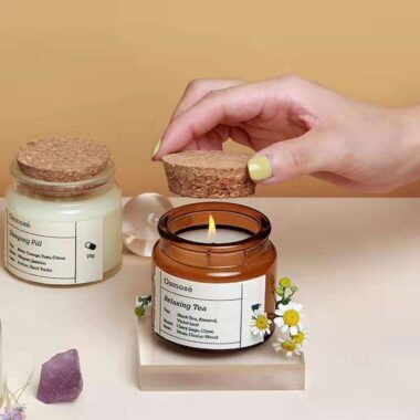 small amber glass candle jar