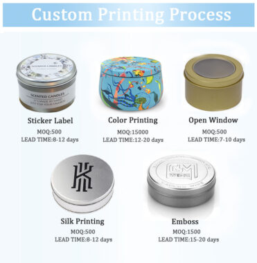 Custom printed metal candle tins